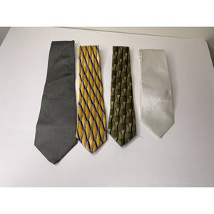 4 Neckties Lot Mix Craft Quilting Cutter Lots Variety Patterns Silk Poly Fabric